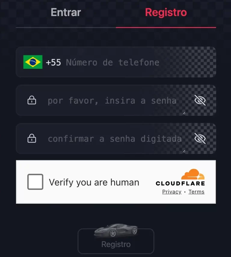 VV7 registro de conta com formulário simples e seguro